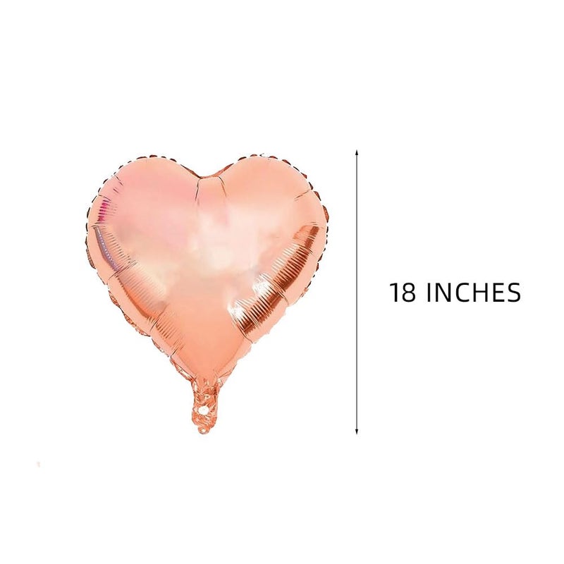 AnnoDeel 20 pcs Rose Gold Heart Balloons, 18inch Heart shaped foil Love Balloons for Wedding Decoration Party Balloon Birthday - Image 3